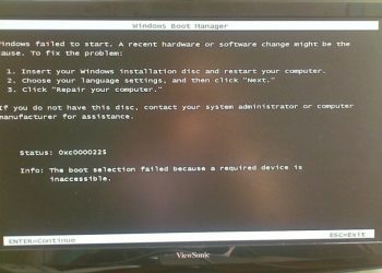 Решение ошибки 0хс0000225 при загрузке Windows