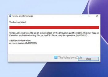 Резервному копированию Windows не удалось получить монопольную блокировку системного раздела EFI