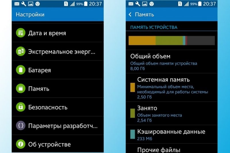  Папки Internal Storage и External Storage на Android