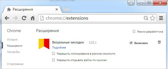  Включение/отключение расширений в браузерах