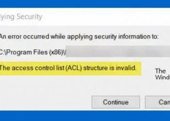 Недопустимая структура списка управления доступом (ACL).
