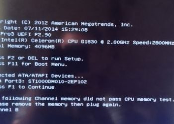 The following Channel memory did not pass CPU memory test