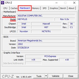 Как узнать модель материнской платы компьютера