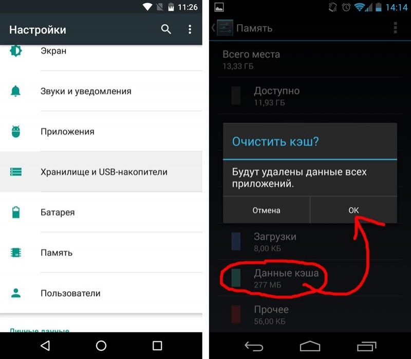  Папки Internal Storage и External Storage на Android