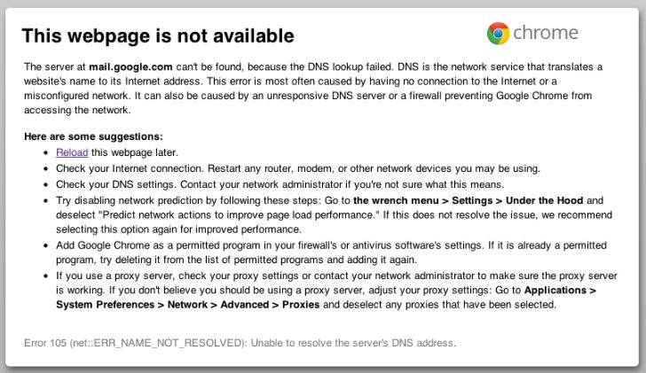 Исправление ошибки 105 (net::ERR NAME NOT RESOLVED) Исправление ошибки 105 (net::ERR NAME NOT RESOLVED)