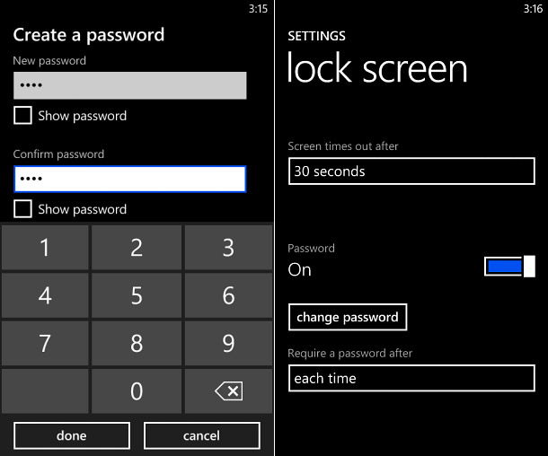  Как установить парольную защиту на Windows-смартфоне