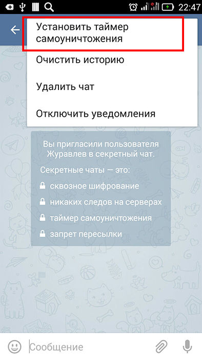  Особенности использования секретного чата в «Telegram»