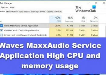 Приложение-сервис Waves MaxxAudio Высокая загрузка ЦП или памяти