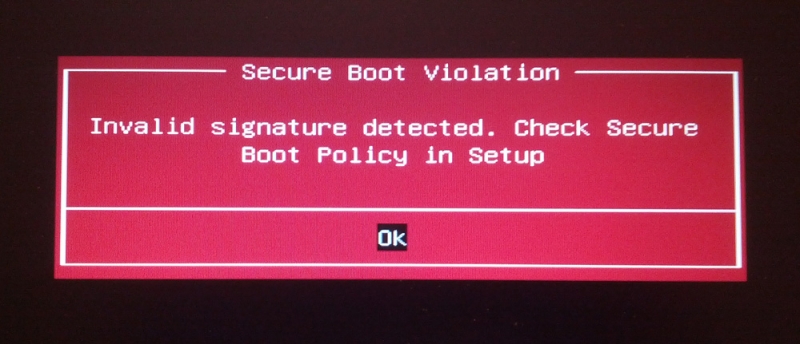  Исправление ошибок Secure Boot