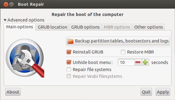  Быстрое восстановление загрузчика Grub в Ubuntu