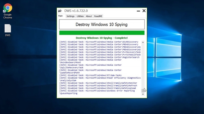  Отключение шпионских функций с помощью Destroy Windows 10 Spying