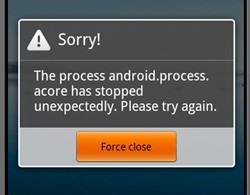  Решение ошибки android.process.acore