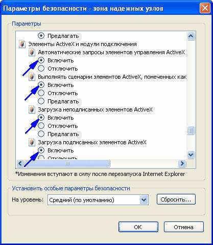  Установка Activex в Internet Explorer