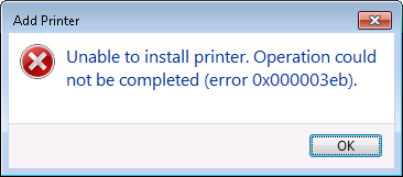 Устранение ошибки 0x000003eb, возникающей при установке принтера
