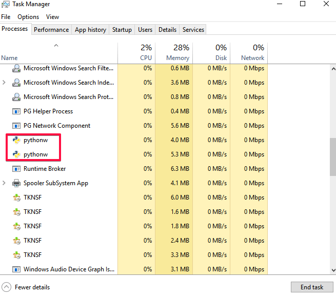  Как завершить Pythonw.exe и нейтрализовать его негативные последствия