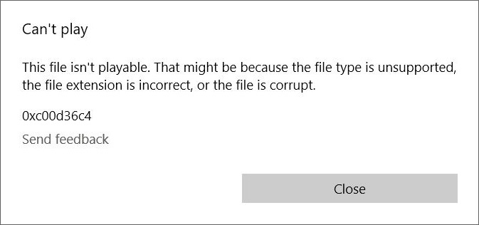 The setup files are corrupted please obtain. 0xc00d36c4 ошибка при проигрывании видео. Как исправить ошибку 0xc00d36c4 при проигрывании музыки или видео.