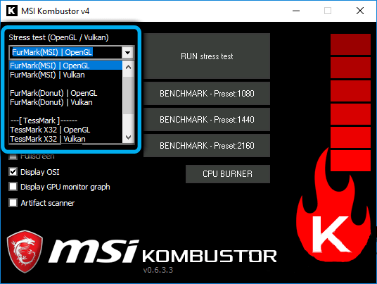  Как протестировать видеокарту с помощью MSI&nbsp;Kombustor