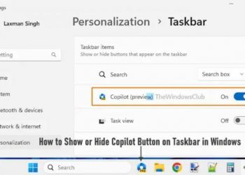 Как показать или скрыть кнопку второго пилота на панели задач в Windows 11