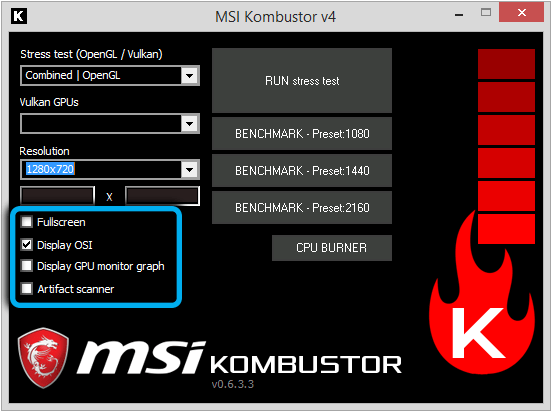  Как протестировать видеокарту с помощью MSI&nbsp;Kombustor