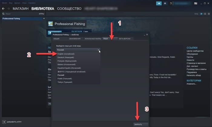  Как делается изменение языка в Steam