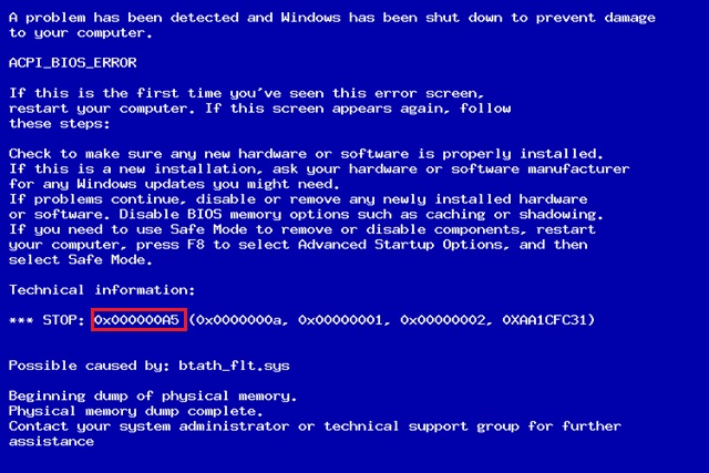  Способы исправления ошибки 0x000000a5 при установке Windows