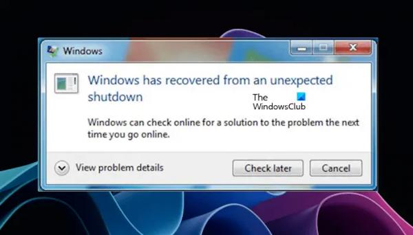 Windows восстановилась после неожиданного завершения работы