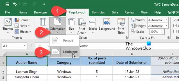 Как изменить ориентацию страницы на альбомную в Excel