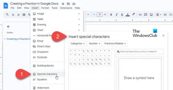 Как написать дроби в Google Docs?