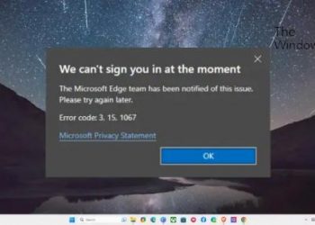 Исправить код ошибки Microsoft Edge 3, 15, 1067