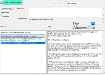 Автоматически получать дополнительные обновления в Windows 11