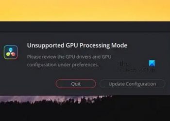 Неподдерживаемый режим обработки графического процессора в DaVinci Resolve