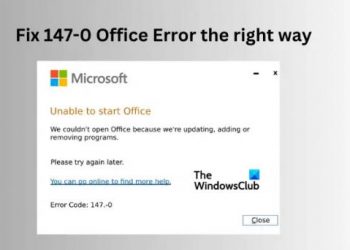 Правильно исправьте код ошибки Office 147-0