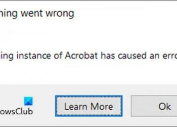 Запущенный экземпляр Acrobat вызвал ошибку