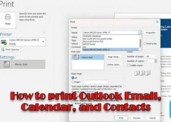 Как распечатать электронную почту, календарь и контакты Outlook