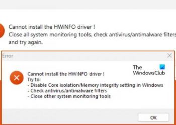 Невозможно установить драйвер HWiNFO в Windows 11.