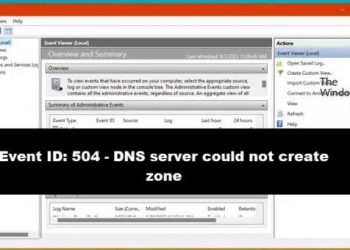 Код события 504, DNS-серверу не удалось создать зону.