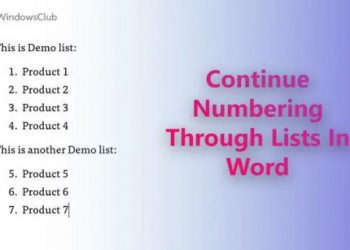 Как продолжить нумерацию двух списков в Word