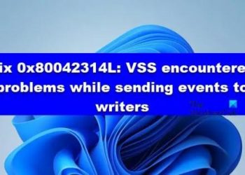 0x80042314L, VSS обнаружил проблемы при отправке событий средствам записи.