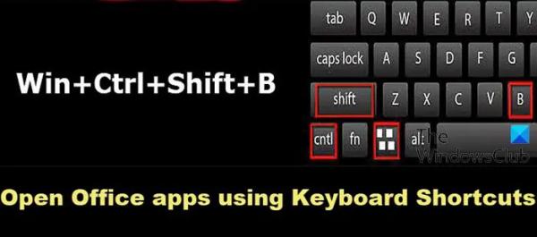 Откройте приложения Office с помощью сочетаний клавиш