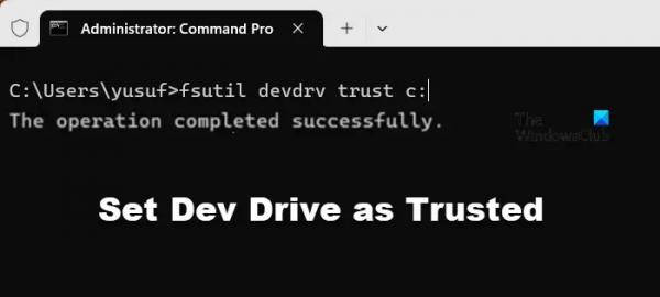 Как установить Dev Drive как доверенный или недоверенный в Windows 11?