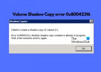 0x80042316. Создание еще одной теневой копии уже выполняется.