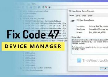 Код 47. Windows не может использовать это аппаратное устройство, поскольку оно подготовлено к безопасному удалению.
