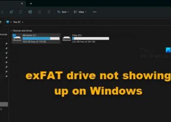 Диск exFAT не отображается на компьютере с Windows