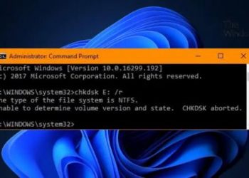 Невозможно определить версию тома и состояние CHKDSK прервано.