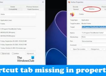 Вкладка «Ярлык» отсутствует в окне «Свойства» в Windows 11