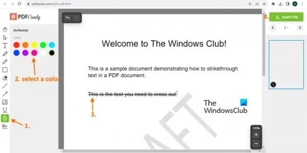 Как зачеркнуть текст в PDF-документе в Windows 11/10