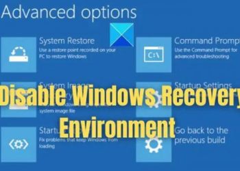Как отключить среду восстановления Windows (WinRE)