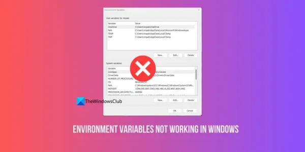Переменные среды не работают в Windows 11