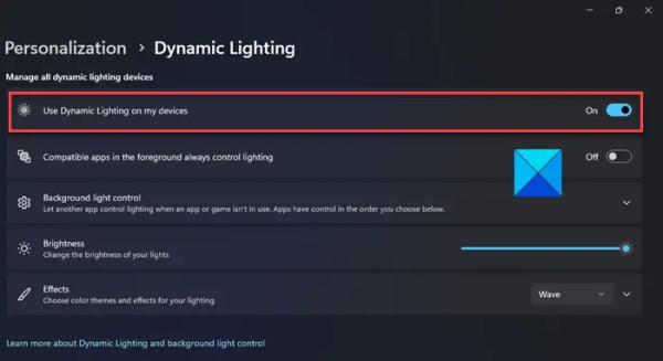 Как включить и использовать динамическое освещение в Windows 11