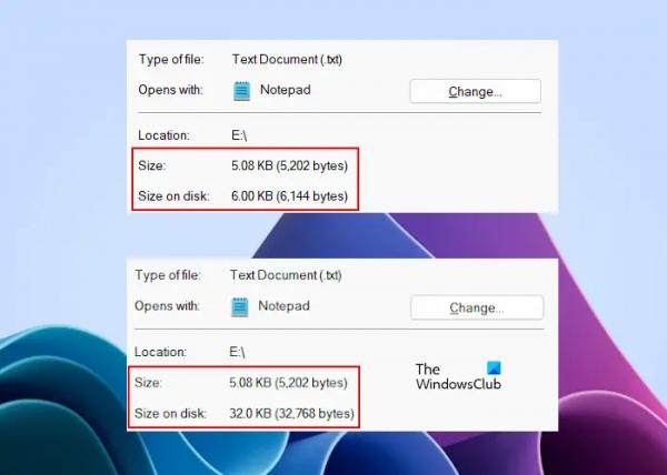Объяснение разницы между размером и размером диска в Windows